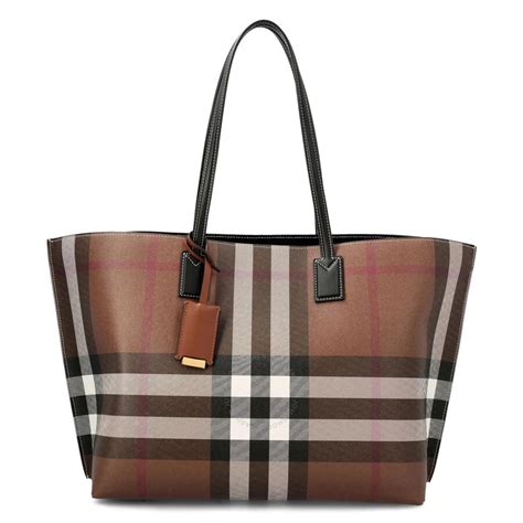 burberry 8069659|Medium Check Tote in Dark birch brown .